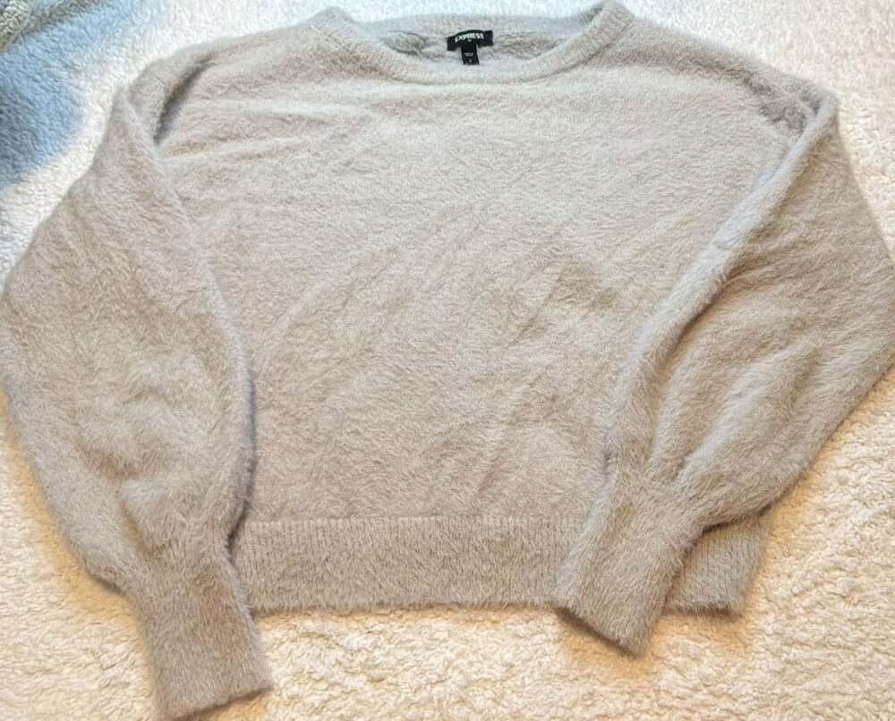 Express Fluffy Eyelash Knit Sweater Size S Beige